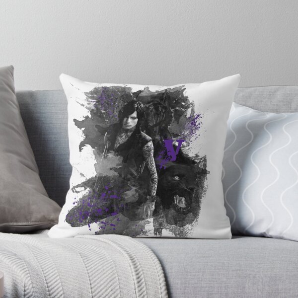 V, Griffon and Shadow Devil May Cry 5 - Ink Style 2 Purple Throw Pillow RB2112 product Offical devil may cry Merch