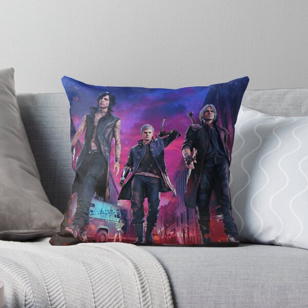 Devil May Cry 5 Poster - Nero, Dante, V Throw Pillow RB2112 product Offical devil may cry Merch