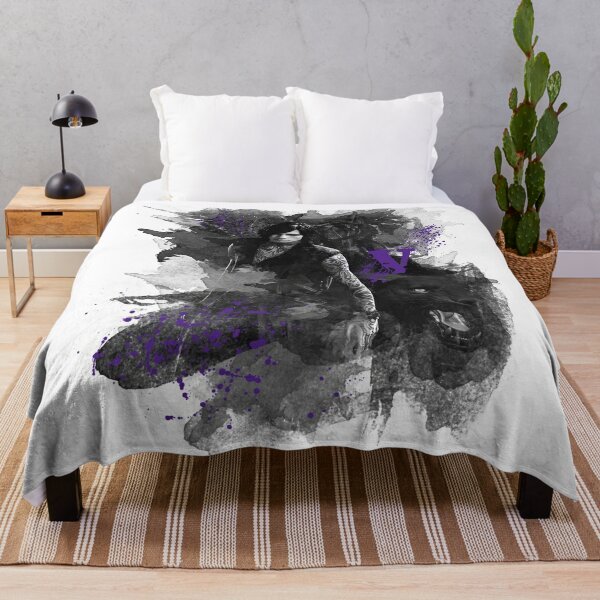 V, Griffon and Shadow Devil May Cry 5 - Ink Style 2 Purple Throw Blanket RB2112 product Offical devil may cry Merch